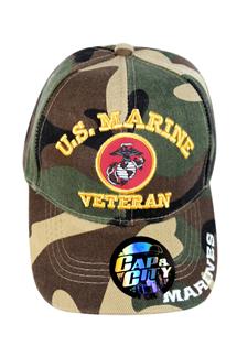 Marine Veteran Baseball Cap-H1467-GREEN CAMOUFLAGE